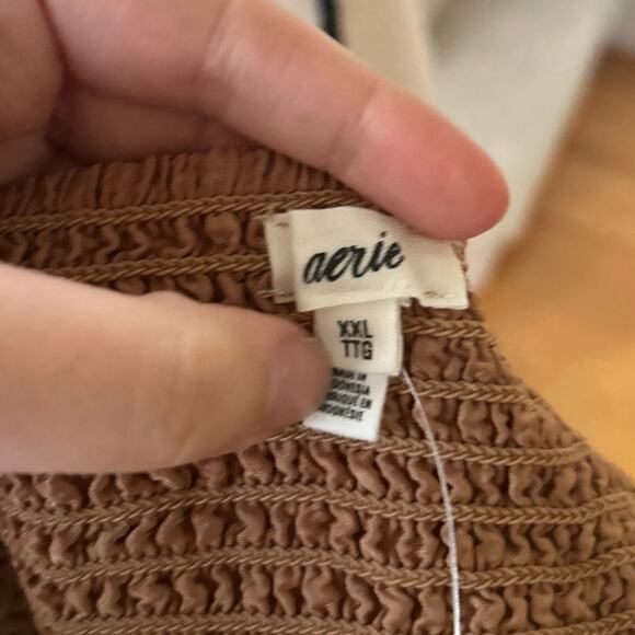 NWT Aerie Light Brown Satin Ruched Tie Mini Skirt Whimsygoth Y2K Coquette - Picture 6 of 7